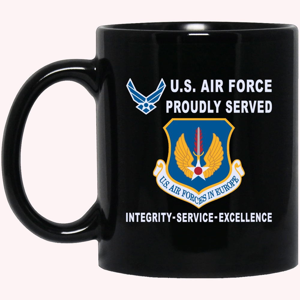Military Coffee Mugs, United States Air Forces in Europe Proudly Served-D04 Black Mug