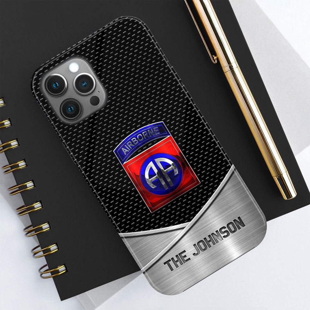 Military Phone Cases, 82nd Airborne Phone Case Personalized Your Name And Rank, Military Phone Case, Veteran Phone Case