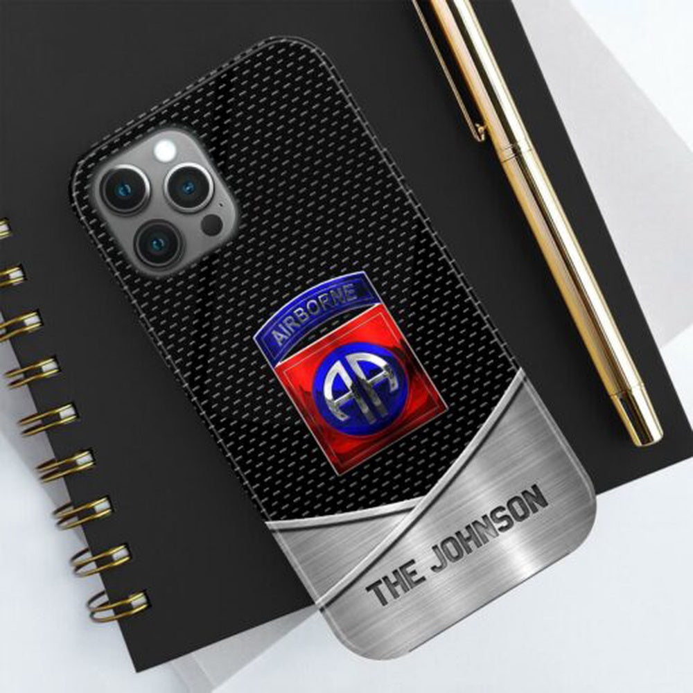 Military Phone Cases, 82nd Airborne Phone Case Personalized Your Name And Rank, Military Phone Case, Veteran Phone Case
