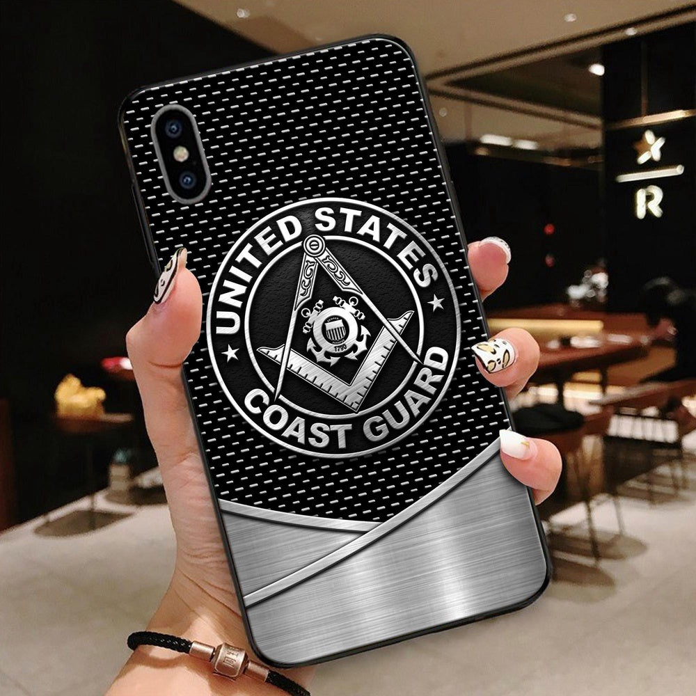 Military Phone Cases, Normal Phone Case All Over Printed United States Coast Guard Freemason, Veteran Phone Case