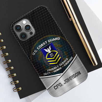 Military Phone Cases, US Coast Guard Phone Case Custom Your Name And Rank, Veteran Phone Case