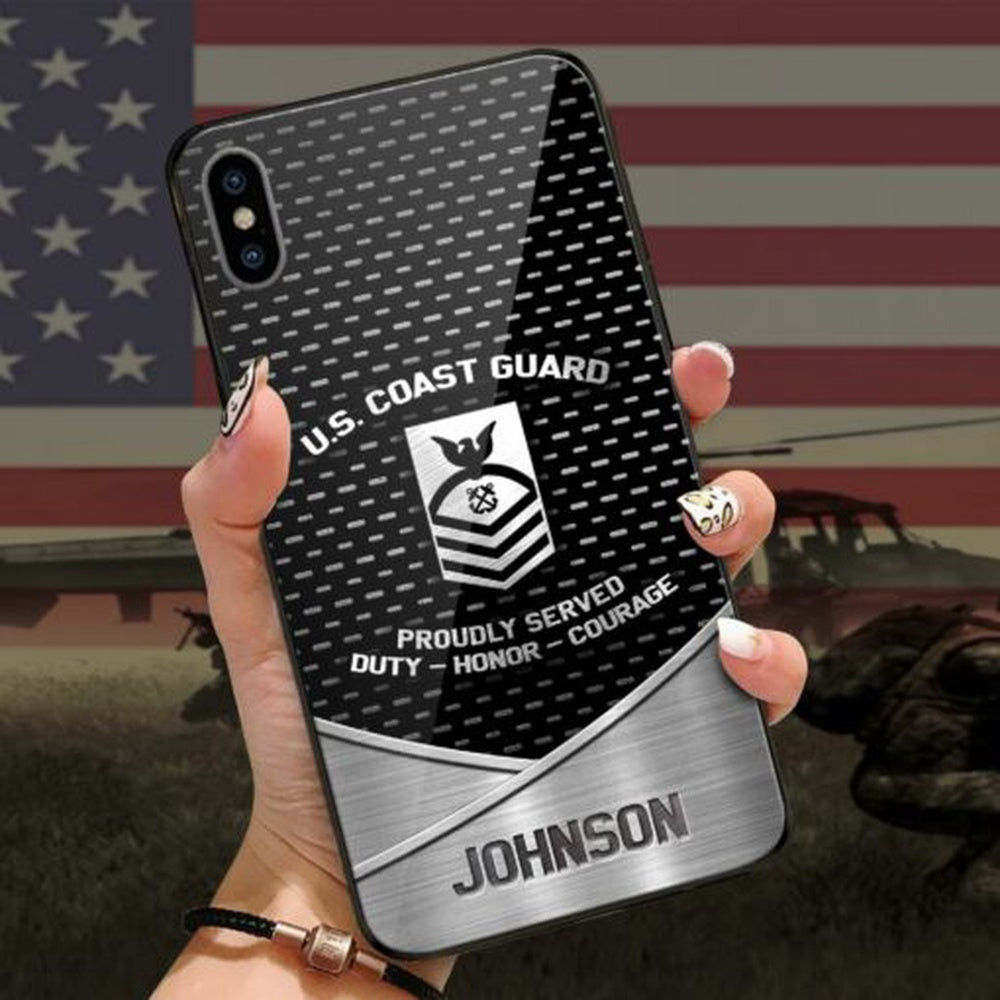 Military Phone Cases, US Coast Guard Proudly Served Phone Case,  Custom Luminous Phone case, Veteran Phone Case