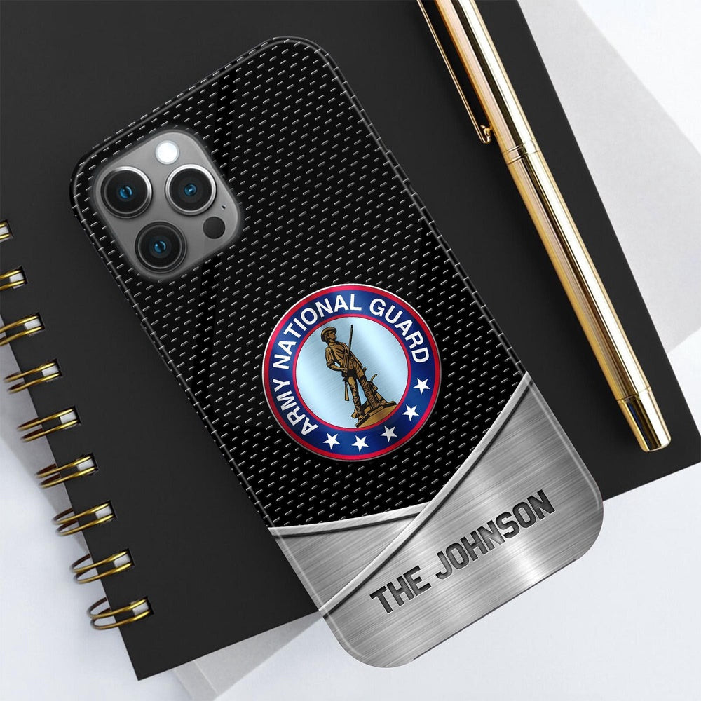 Military Phone Cases, US National Guard Phone Case Personalized Your Name And Rank, Military Phone Case, Veteran Phone Case