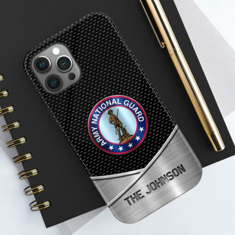 Military Phone Cases, US National Guard Phone Case Personalized Your Name And Rank, Military Phone Case, Veteran Phone Case