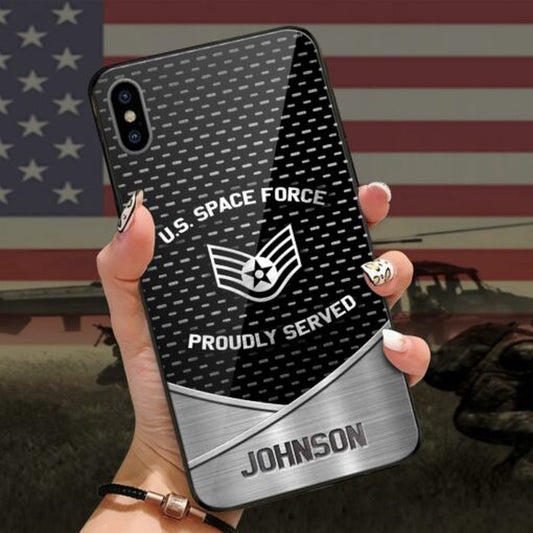 Military Phone Cases, Us Space Force Proudly Served Phone Case,  Custom Luminous Phone case, Veteran Phone Case