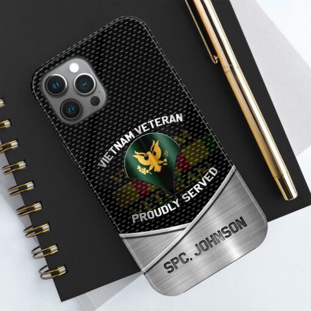 Military Phone Cases, Vietnam Veteran Phone Case Custom Your Name And Rank, Veteran Phone Case