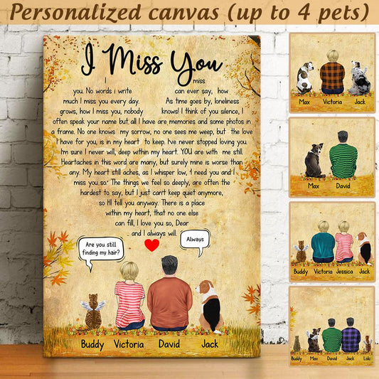 Custom Canvas Prints for Friends/Pet Lovers - Amazing Gift Personalized With Dogs/Cats breed & Names - Conversation Pets with Dad & Mom