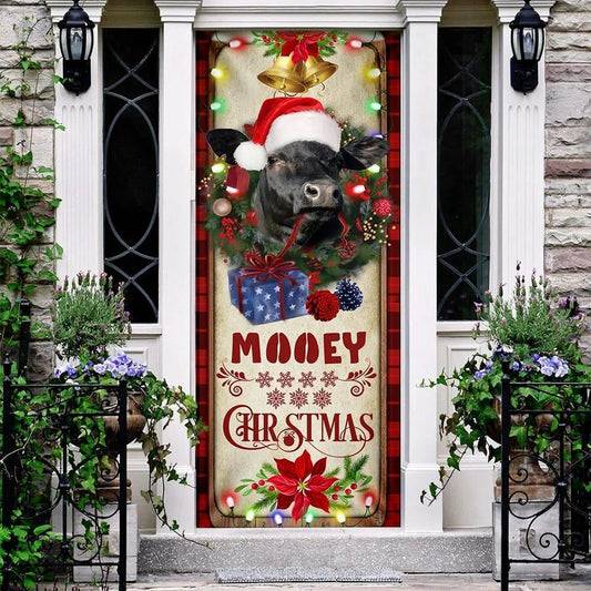 Mooey Christmas Cattle Farm Door Cover