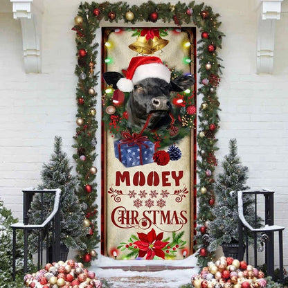 Mooey Christmas Cattle Farm Door Cover