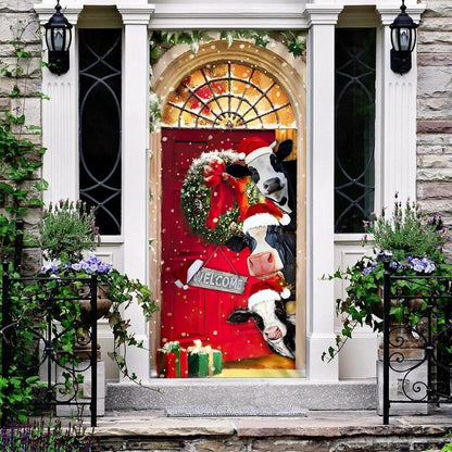 Mooey Christmas Cow Cattle Door Cover Decorations