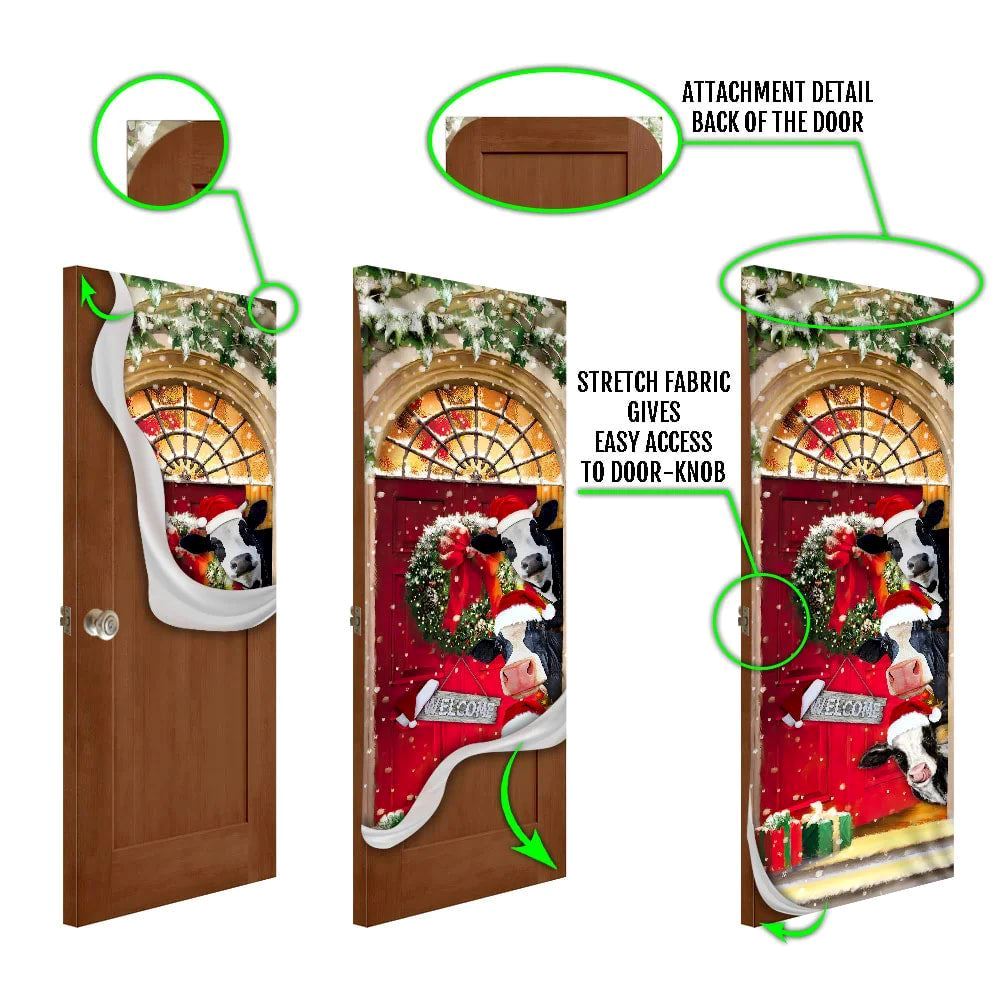 Mooey Christmas Cow Cattle Door Cover Decorations