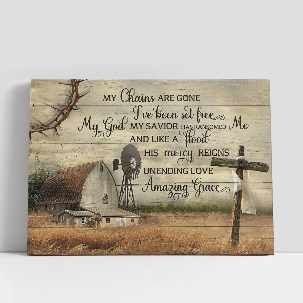 My Chains Are Gone I've Been Set Free Canvas Wall Art, Amazing Grace, Bible Verse Wall Art, Christian Gifts Home Decor
