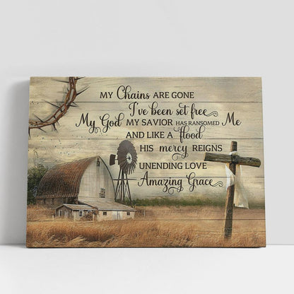 My Chains Are Gone I've Been Set Free Canvas Wall Art, Amazing Grace, Bible Verse Wall Art, Christian Gifts Home Decor