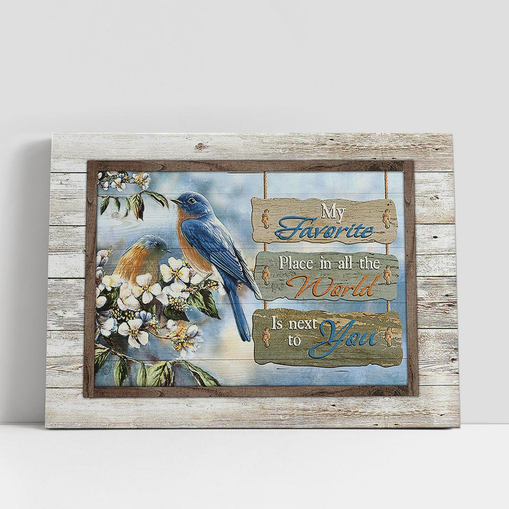 My Favorite Place In All The World Bluebird Jasmine Forest Canvas Art, Christian Gifts Wall Art Decor, Bible Verse Canvas