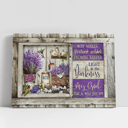 My God is the light in the darkness Dried lavender hummingbird Canvas Wall Art, Bible Verse Canvas, Religious Prints