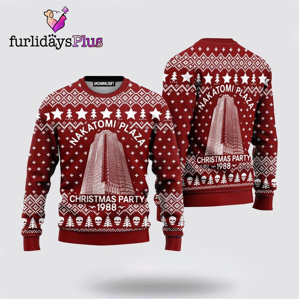 Nakatomi Plaza Red Urly Christmas Sweater ,Christmas Ugly Sweater For Men, Women