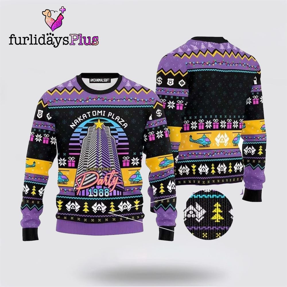 Nakatomi Plaza Ugly Christmas Sweater, Action Movie, Party 1988 Xmas Ugly Sweater ,Christmas Ugly Sweater For Men, Women