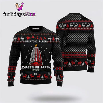Nakatomi Plaza Ugly Christmas Sweater, Christmas Party 1988 Black Pattern Ugly Sweater ,Christmas Ugly Sweater For Men, Women