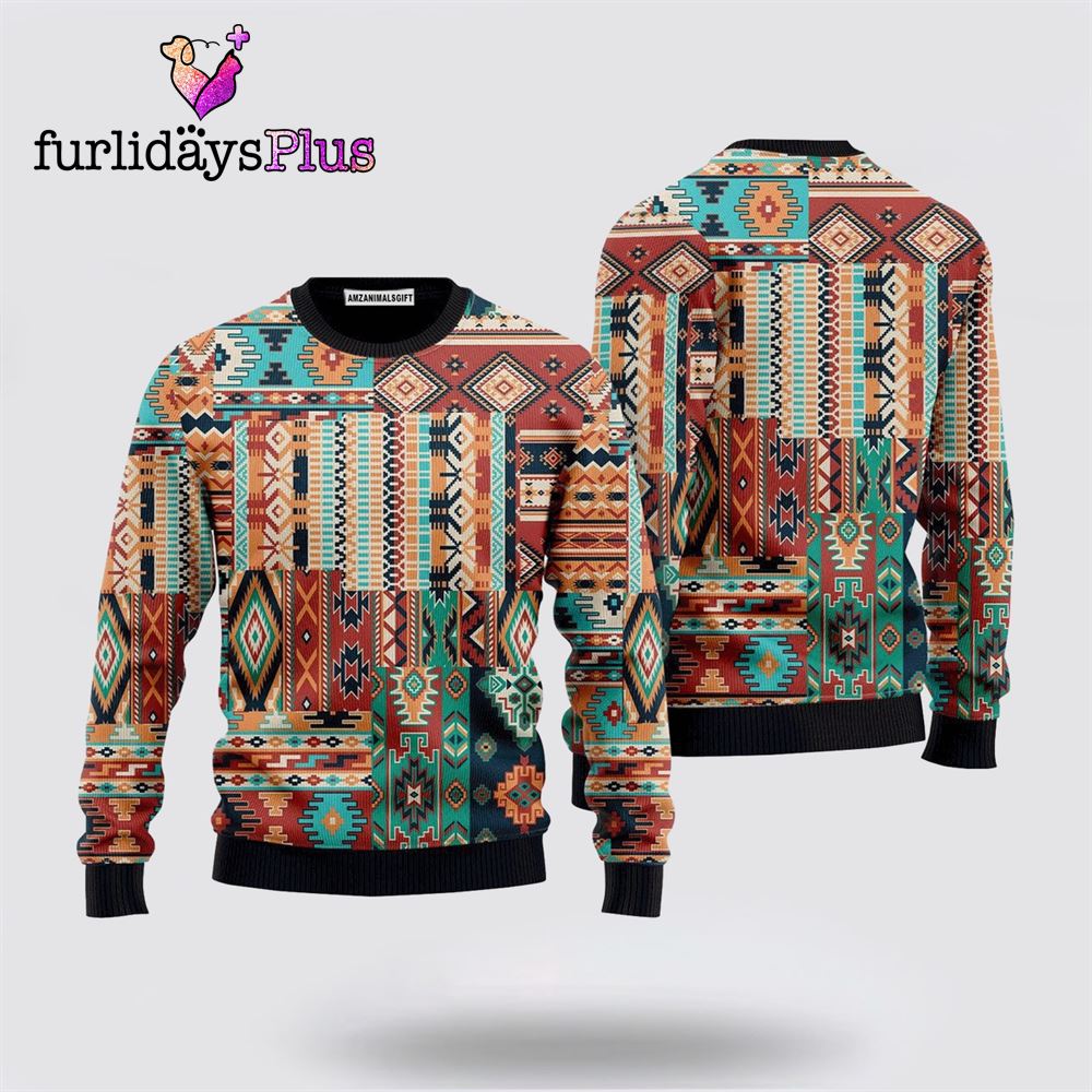 Native American Patchwork Pattern Sweater ,Christmas Ugly Sweater For Men, Women