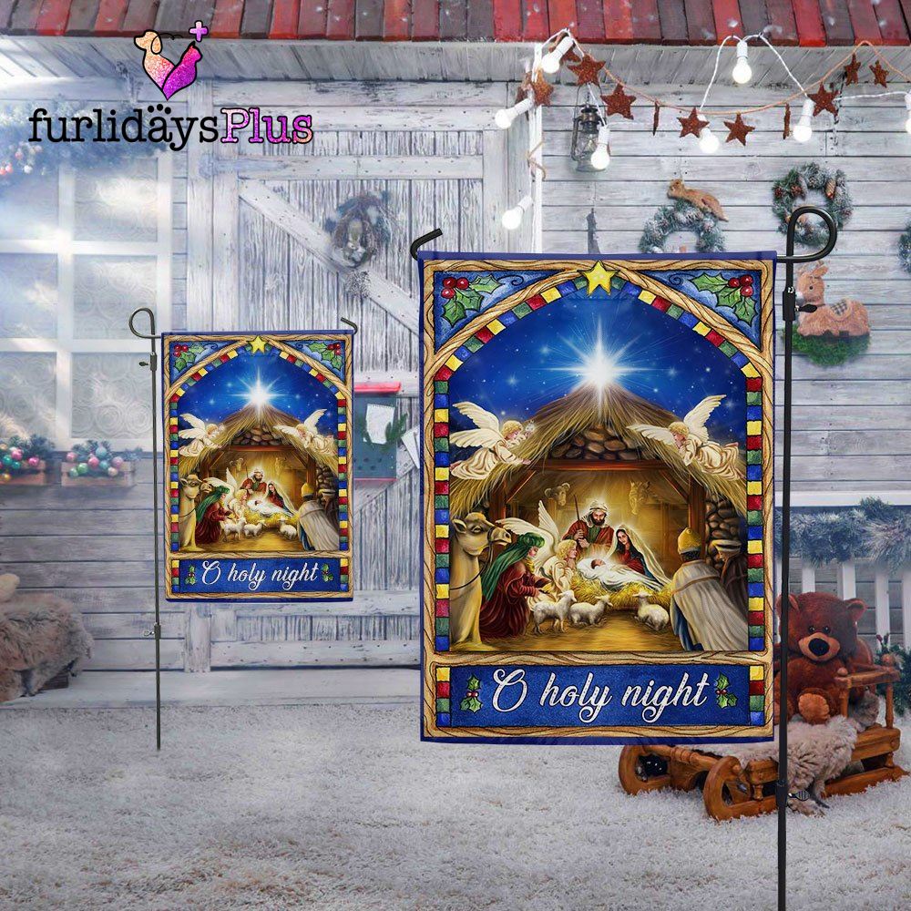 Nativity Scene Christmas Flag O Holy Night