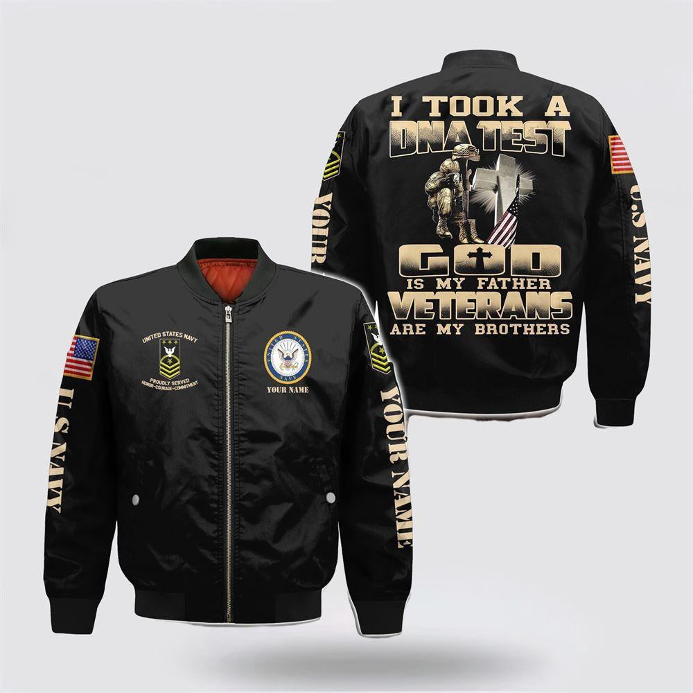 Navy Bomber Jacket, Personalized Name Rank US Navy Veteran Military Are My Brothers Bomber Jacket, For Military Personnel