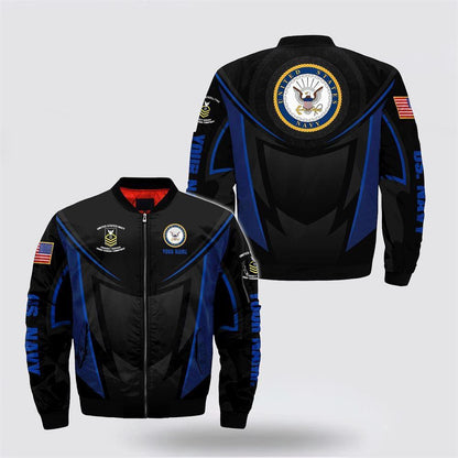 Navy Bomber Jacket, Personalized Name Rank United States Navy Bomber Jacket, For Military Personnel
