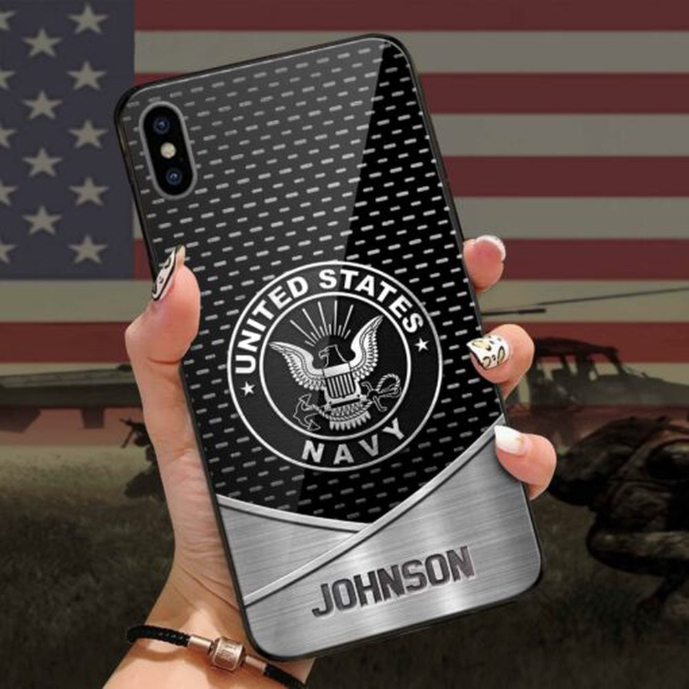 Navy Phone Case, US Navy Gifts For Military, Custom Veteran luminous Phone case, Military Phone Cases