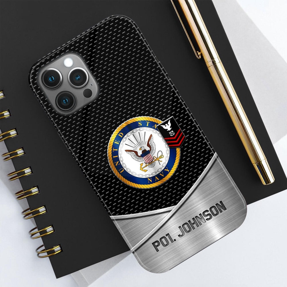 Navy Phone Case, Us Navy Phone Case Personalized Your Name And Rank, Military Phone Cases
