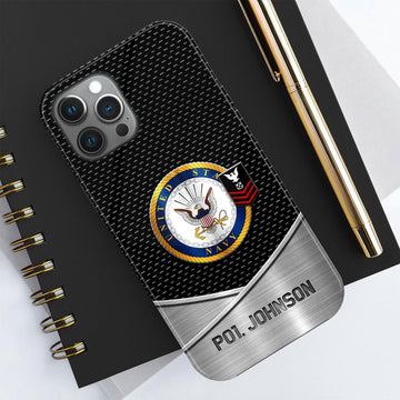 Navy Phone Case, Us Navy Phone Case Personalized Your Name And Rank, Military Phone Cases