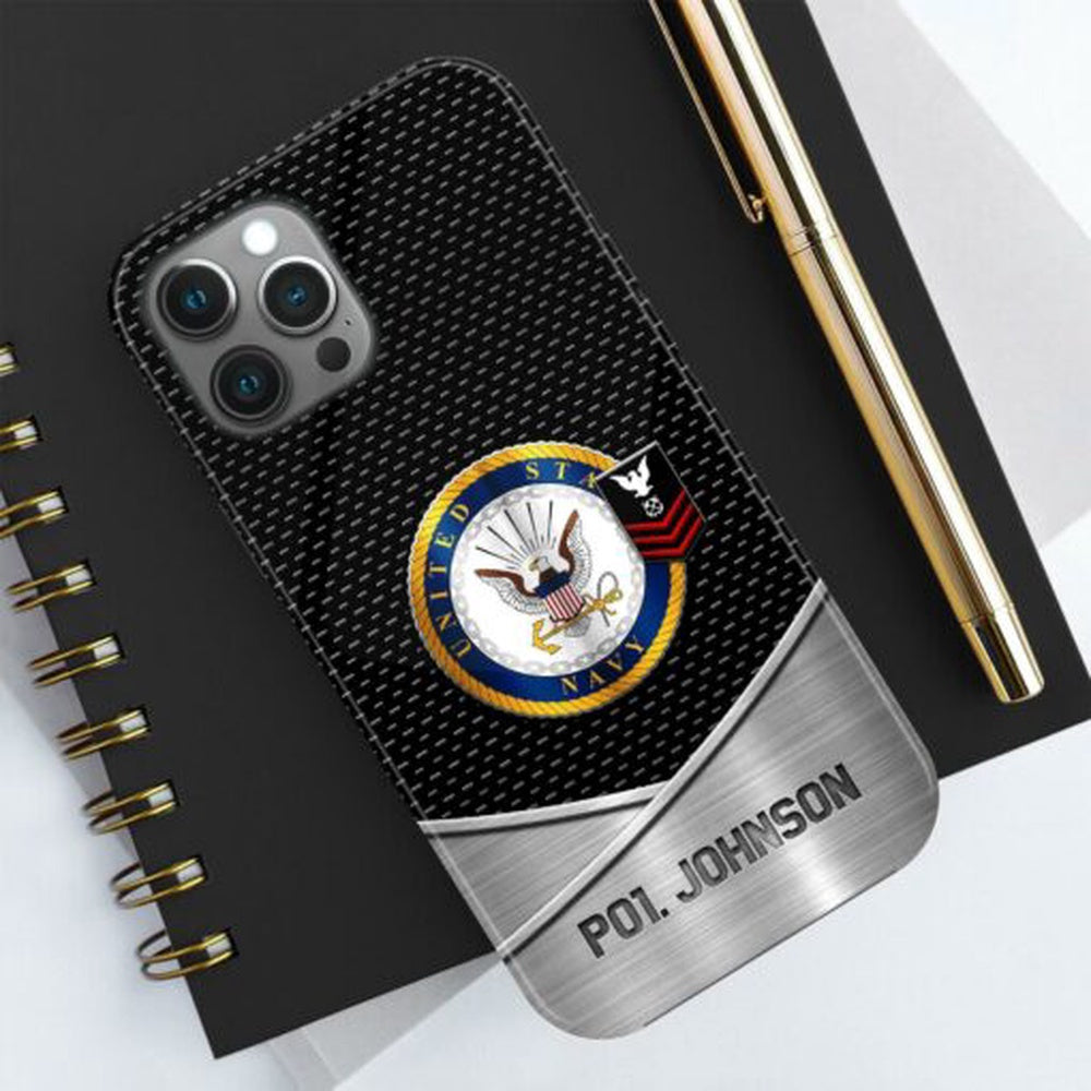 Navy Phone Case, Us Navy Phone Case Personalized Your Name And Rank, Military Phone Cases