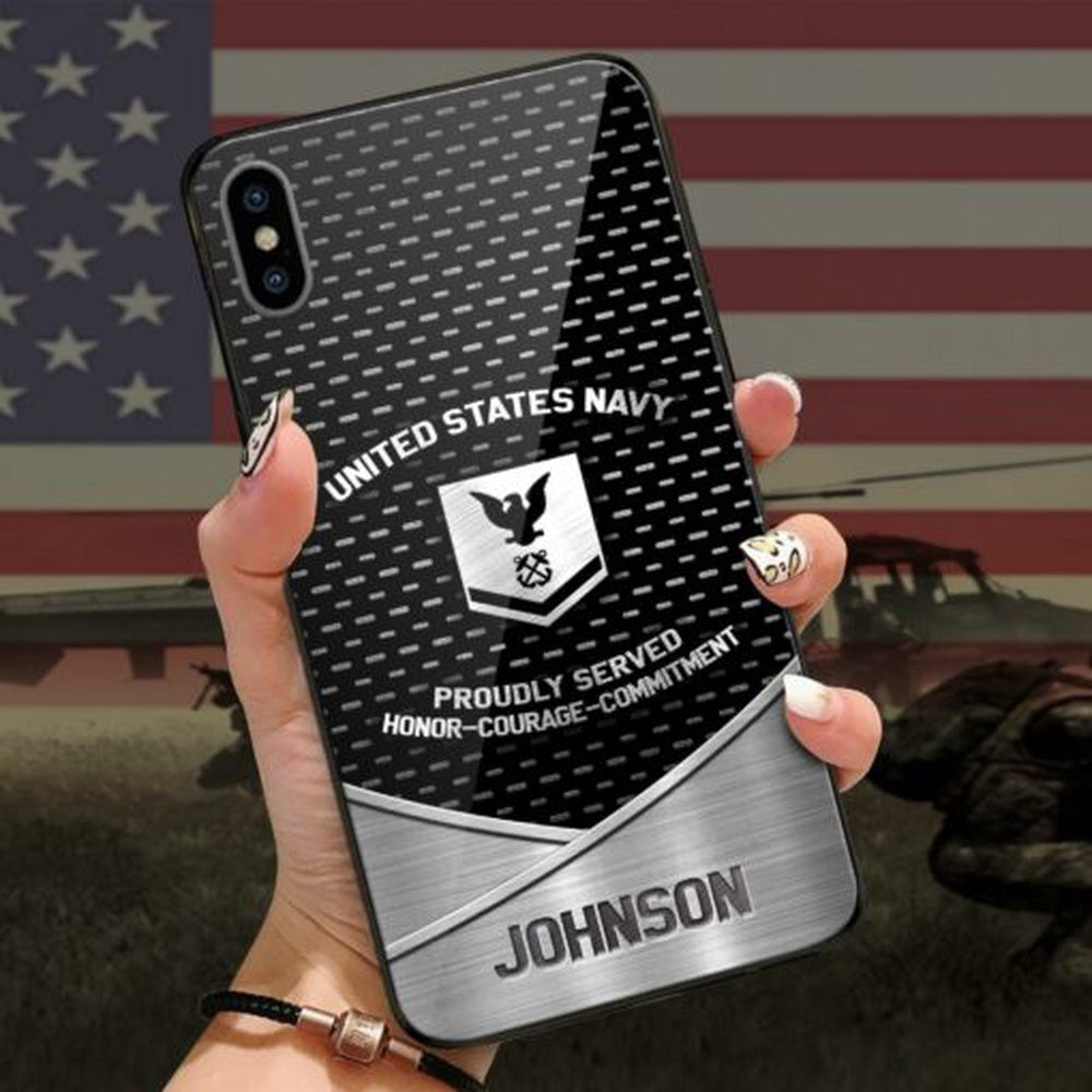 Navy Phone Case, Us Navy Proudly Served Phone Case,  Custom Luminous Phone case, Military Phone Cases