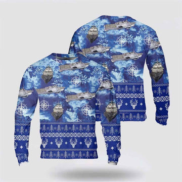 Navy USS Freedom (LCS-1) Christmas Sweater 3D, Sweater For Military Personnel