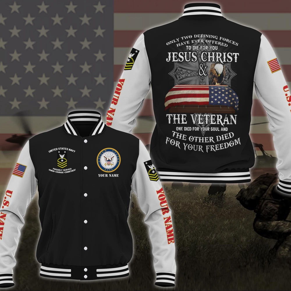 Navy Veteran Jacket, Us Navy Veteran Military Logo Baseball Jacket Custom Jacket