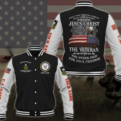 Navy Veteran Jacket, Us Navy Veteran Military Logo Baseball Jacket Custom Jacket
