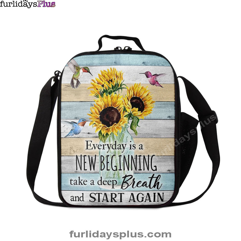 New Beginnings Hummingbirds Sunflowers Lunchbag, Inspirational Lunchbag & , Encouragement Gifts For Women Woman