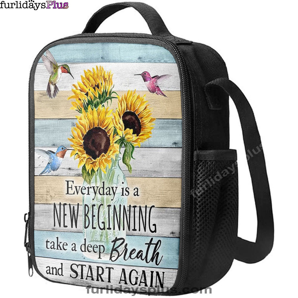 New Beginnings Hummingbirds Sunflowers Lunchbag, Inspirational Lunchbag & , Encouragement Gifts For Women Woman