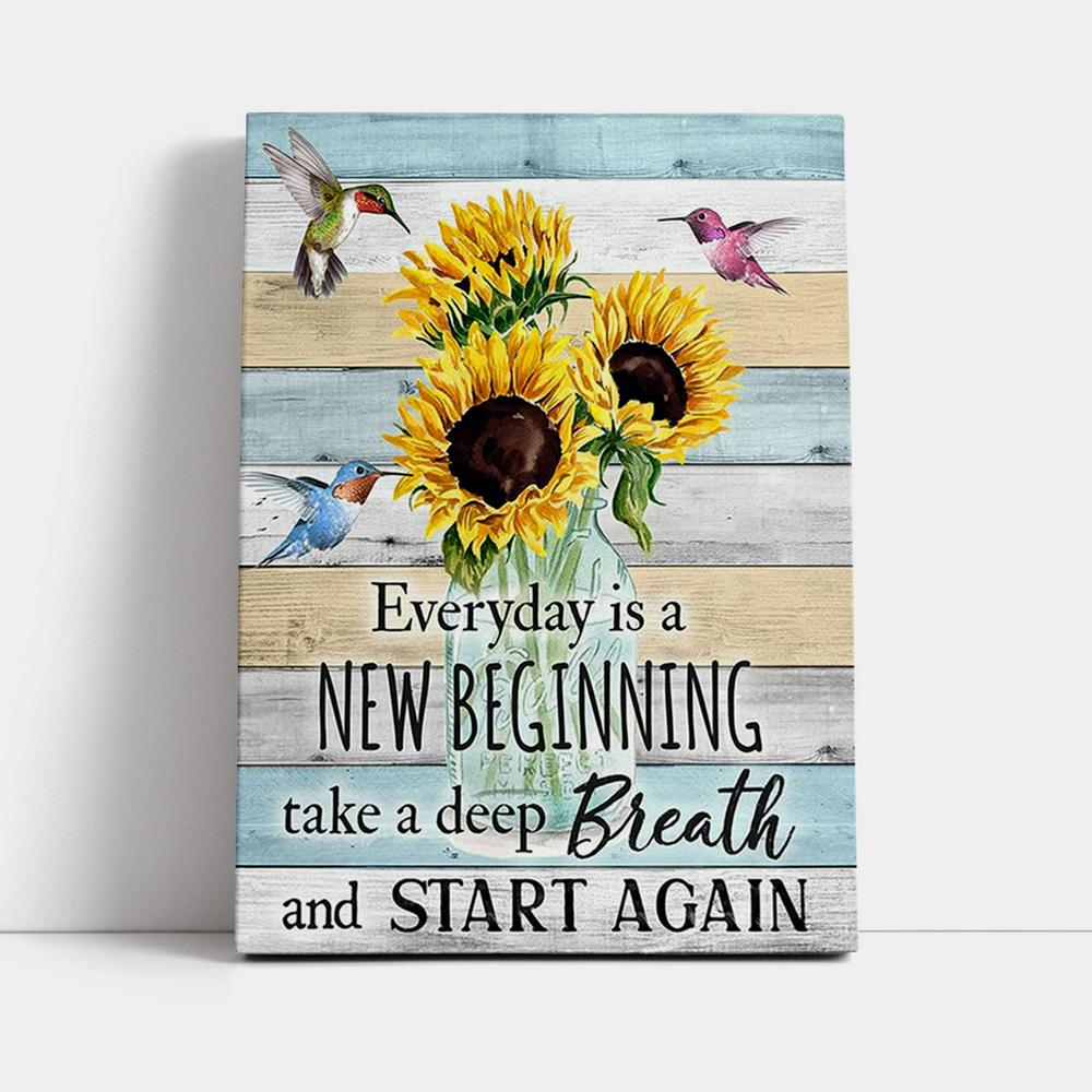 New Beginnings Hummingbirds Sunflowers Wall Art - Inspirational Wall Art & Decor - Encouragement Gifts For Women Woman