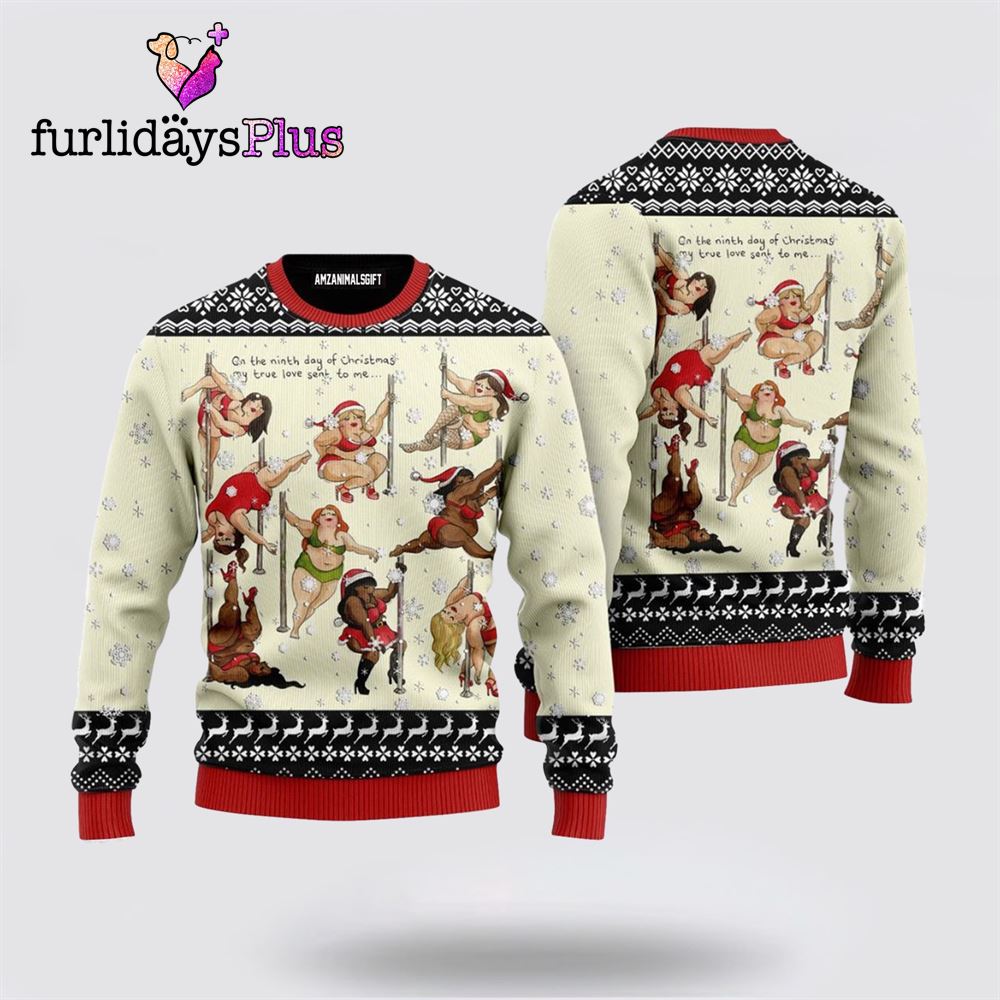 Nine Ladies Dancing Sexy Ugly Christmas Sweater ,Christmas Ugly Sweater For Men, Women