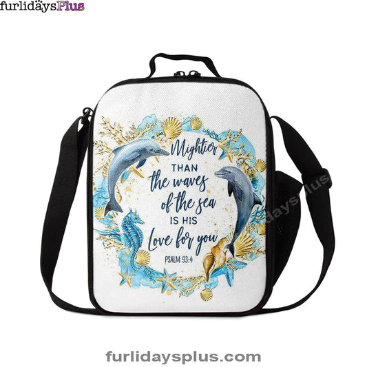 Ocean Dolphins Mightier Than The Waves Psalm 93 4 Lunchbag, Christian Lunchbag