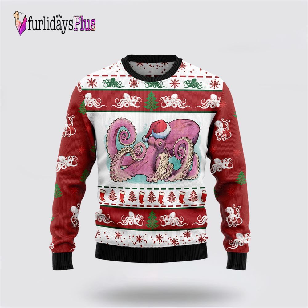 Octopus Noel Ugly Christmas Sweater, Sweater Gifts For Pet Lover