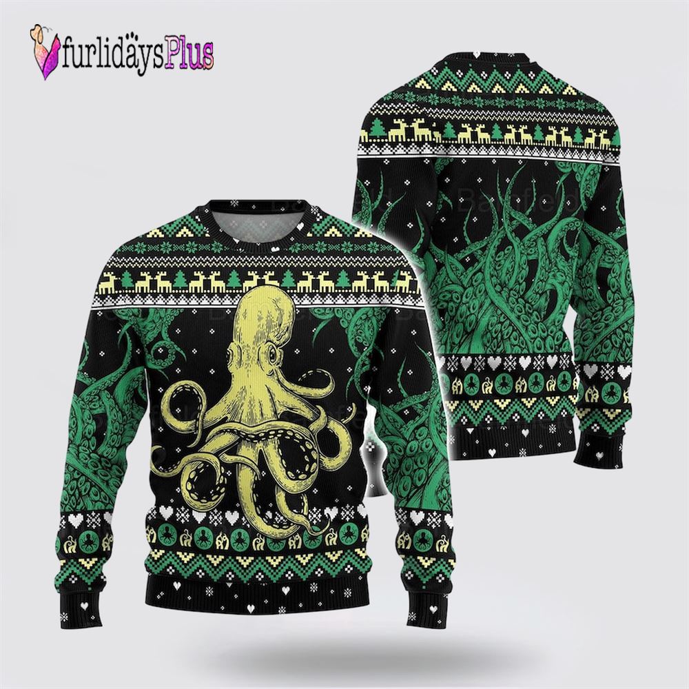 Octopus Ugly Christmas Sweater, Sweater Gifts For Pet Lover