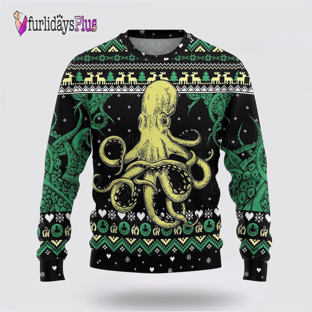 Octopus Ugly Christmas Sweater, Sweater Gifts For Pet Lover