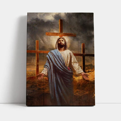 Old Rugged Cross, Jesus Painting, Black Cloud Canvas Poster