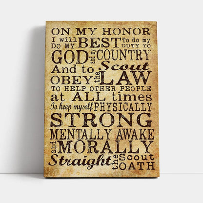 On My Honor I Will Do My Best Straight The Scout Oath Canvas Wall Art - Christian Wall Canvas - Religious Canvas Prints