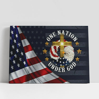 One Nation Under God Canvas Wall Art, Bible Verse Wall Art, Christian Gifts Home Decor