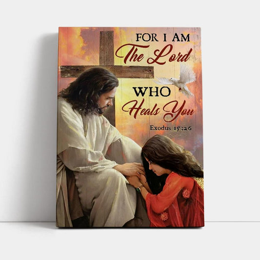 Orange Sunset, Cross, Jesus Painting, For I Am The Lord Canvas Poster