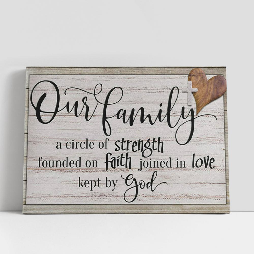 Our Family A Circle Of Strength Christian Gifts Family Canvas Wall Art, Christian Gifts Wall Decor
