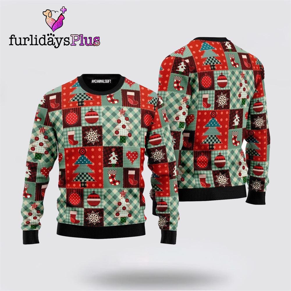 Patchwork Xmas Pattern Ugly Sweater ,Christmas Ugly Sweater For Men, Women