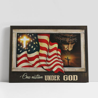 Patriotism Christian Gifts, One Nation Under God Canvas Wall Art, Christian Gifts Wall Decor