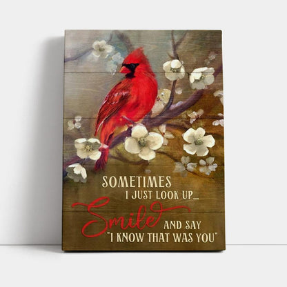 Peach Blossom Drawing, Red Cardinal, Sometimes I Just Look Up Canvas Poster